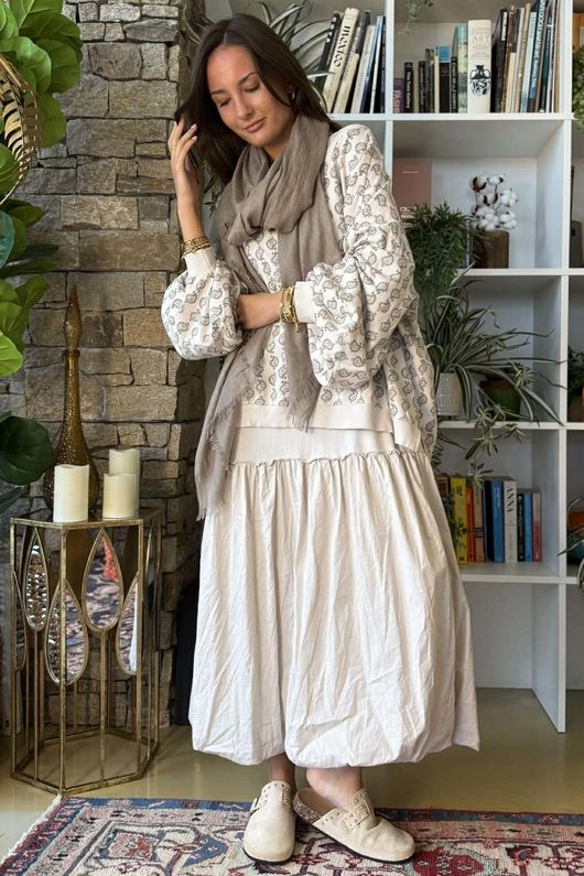 Paloma Bubble Hem Layering Dress Calico